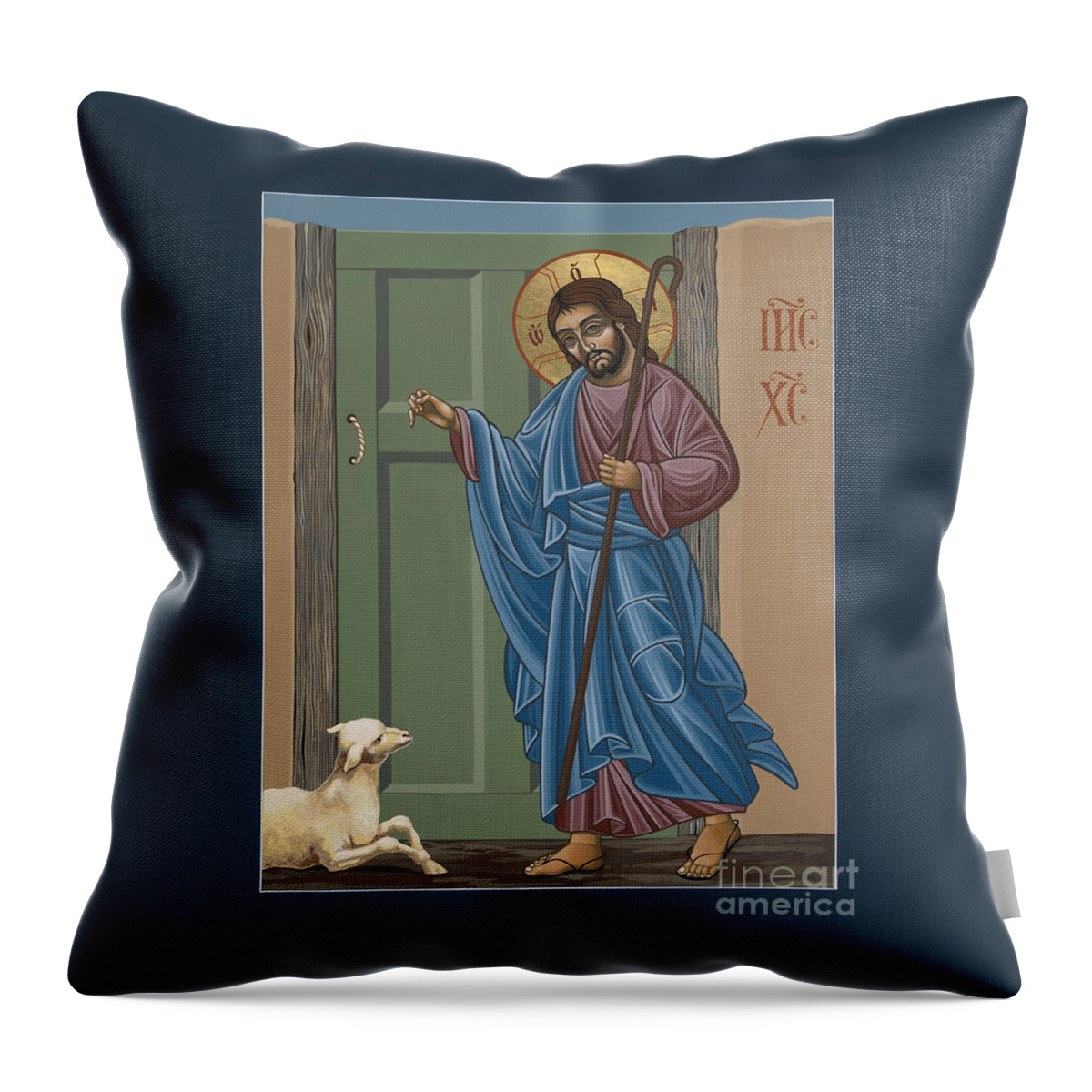 El Buen Pastor Throw Pillow featuring the painting El Buen Pastor 188 by William Hart McNichols
