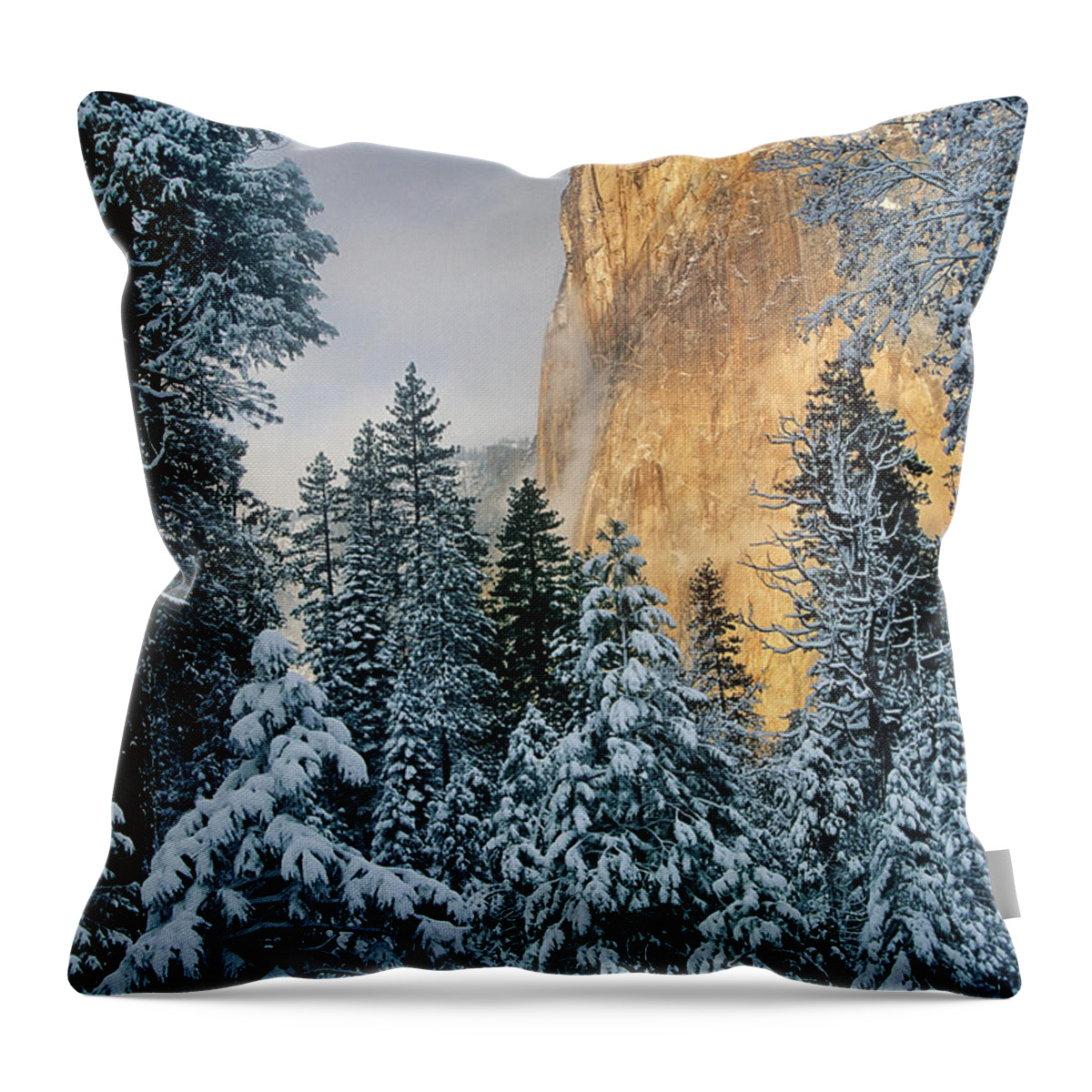 North America Throw Pillow featuring the photograph El Capitan on a Winter Morning Yosemite National Park California by Dave Welling