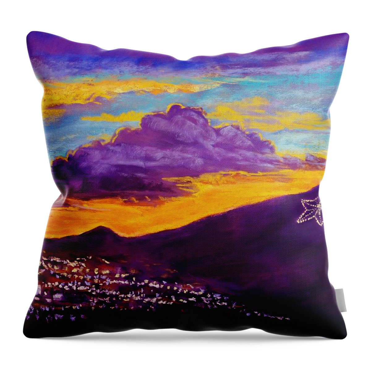 El Paso Star Throw Pillow featuring the pastel El Paso's Star by Candy Mayer