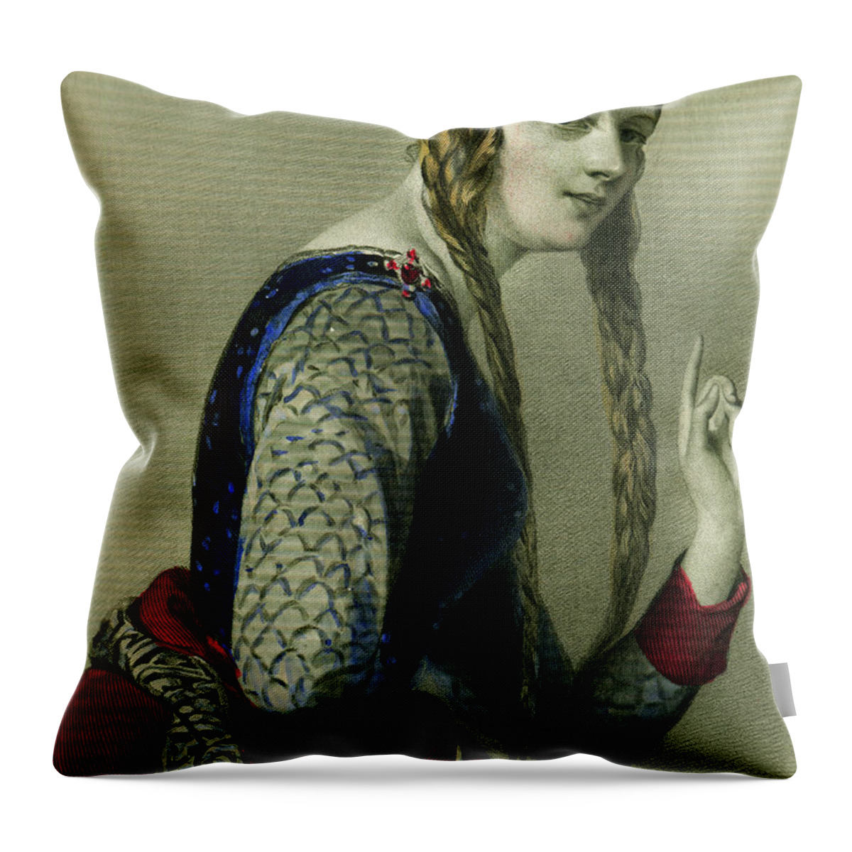 Eleanor Of Aquitaine Throw Pillow featuring the painting Eleanor of Aquitaine, Queen of Henry II by English School