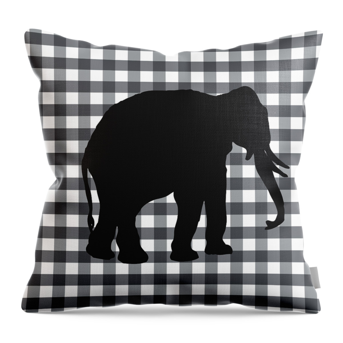 Elephant Throw Pillow featuring the digital art Elephant Silhouette by Linda Woods