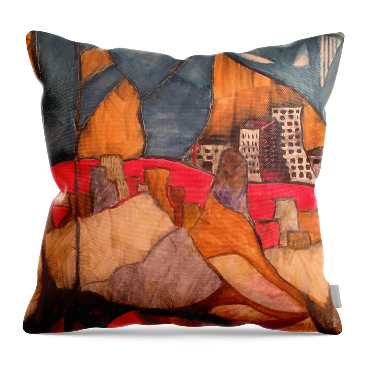  Throw Pillow featuring the painting Elephant Sky by Dennis Ellman