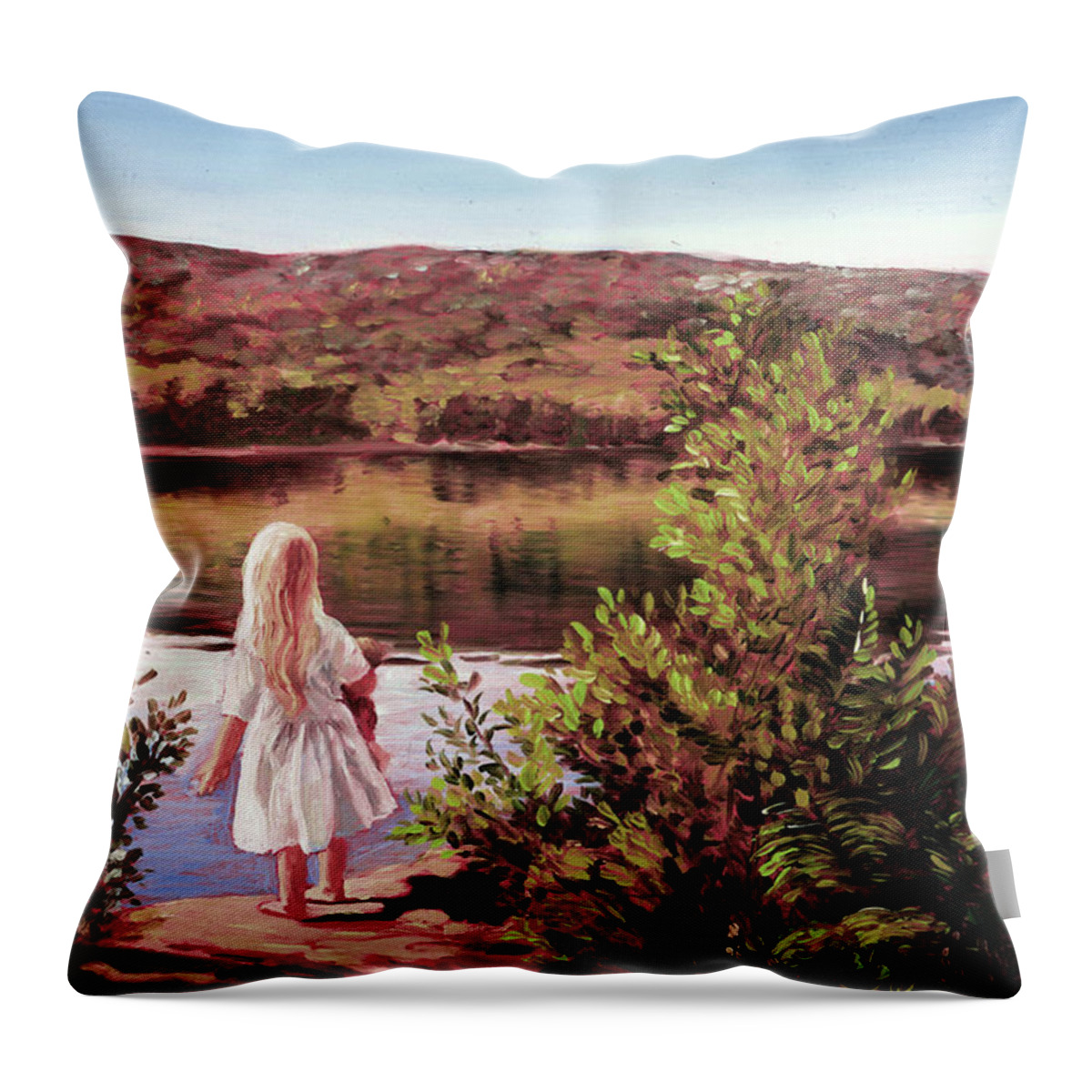 Groton Lake Throw Pillow featuring the painting Elizabeth at Groton Lake by Marie Witte