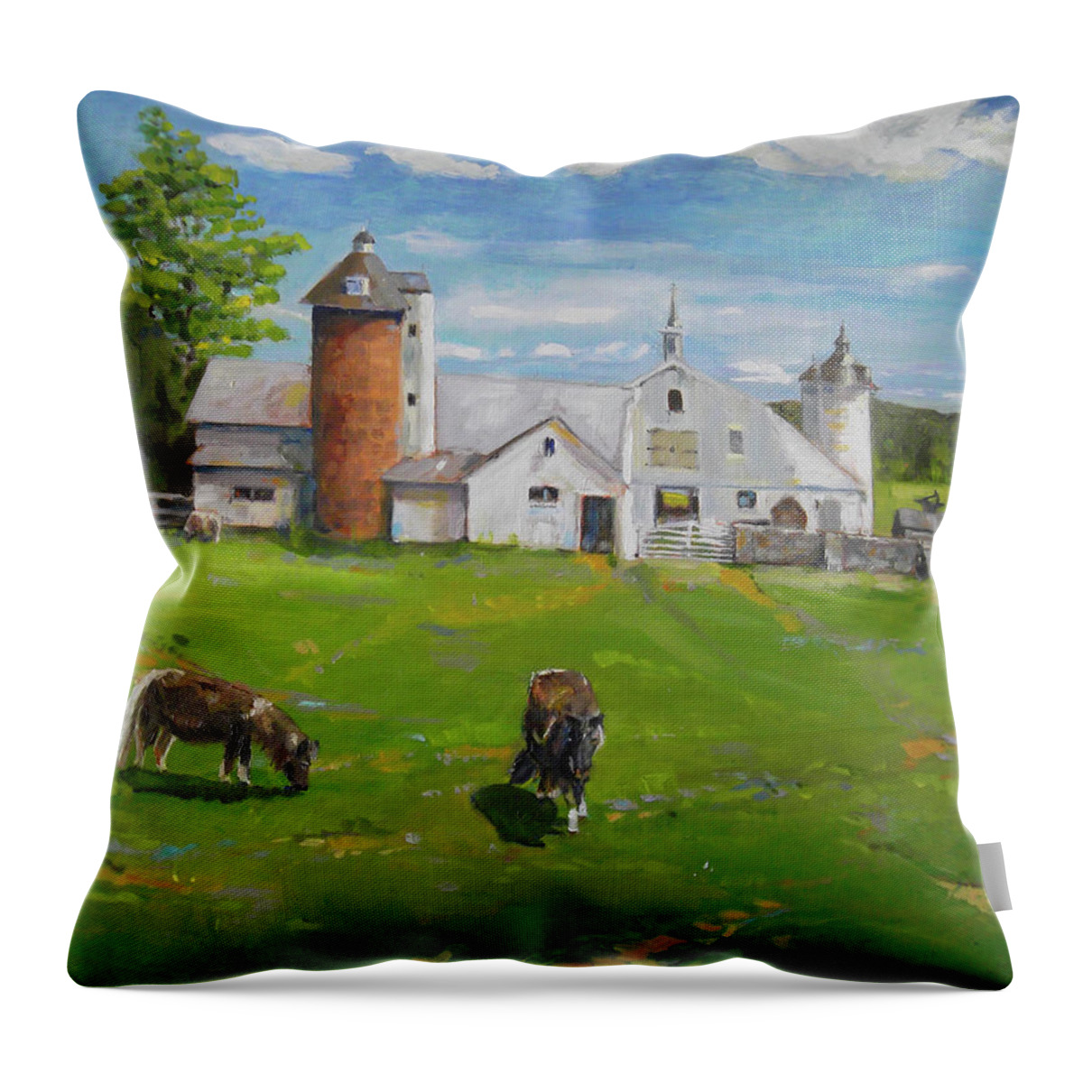 Elm Grove Throw Pillow featuring the painting Elm Grove Farm by Susan Esbensen