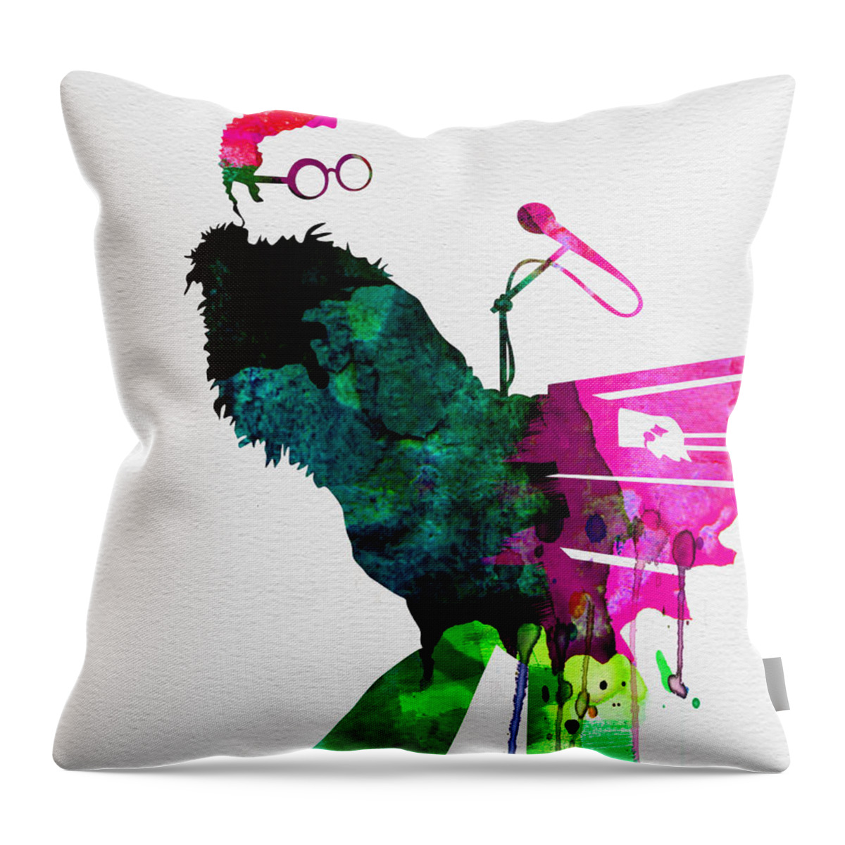 Elton Throw Pillow featuring the painting Elton Watercolor by Naxart Studio
