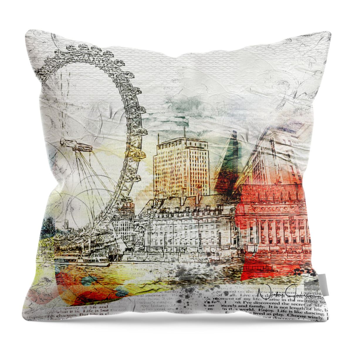 London Throw Pillow featuring the digital art Embrace Life by Nicky Jameson