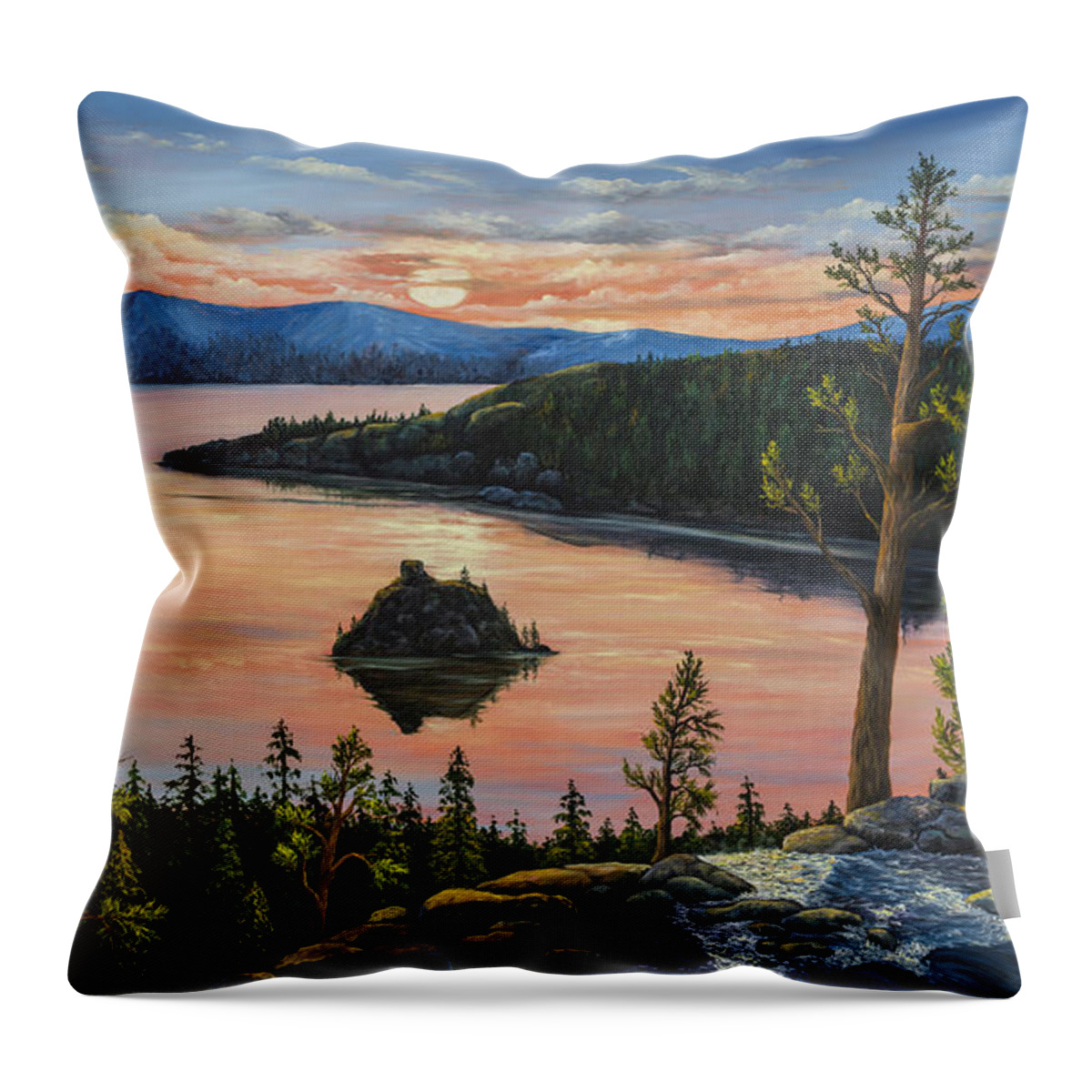 Landscape Throw Pillow featuring the painting Emerald Bay by Darice Machel McGuire