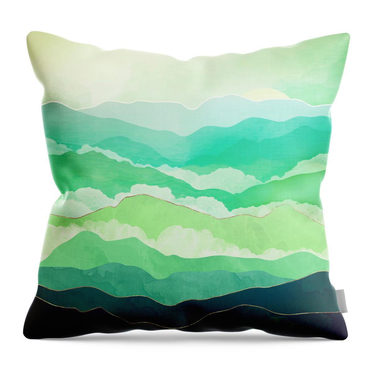 Emerald Throw Pillow featuring the digital art Emerald Spring by Spacefrog Designs
