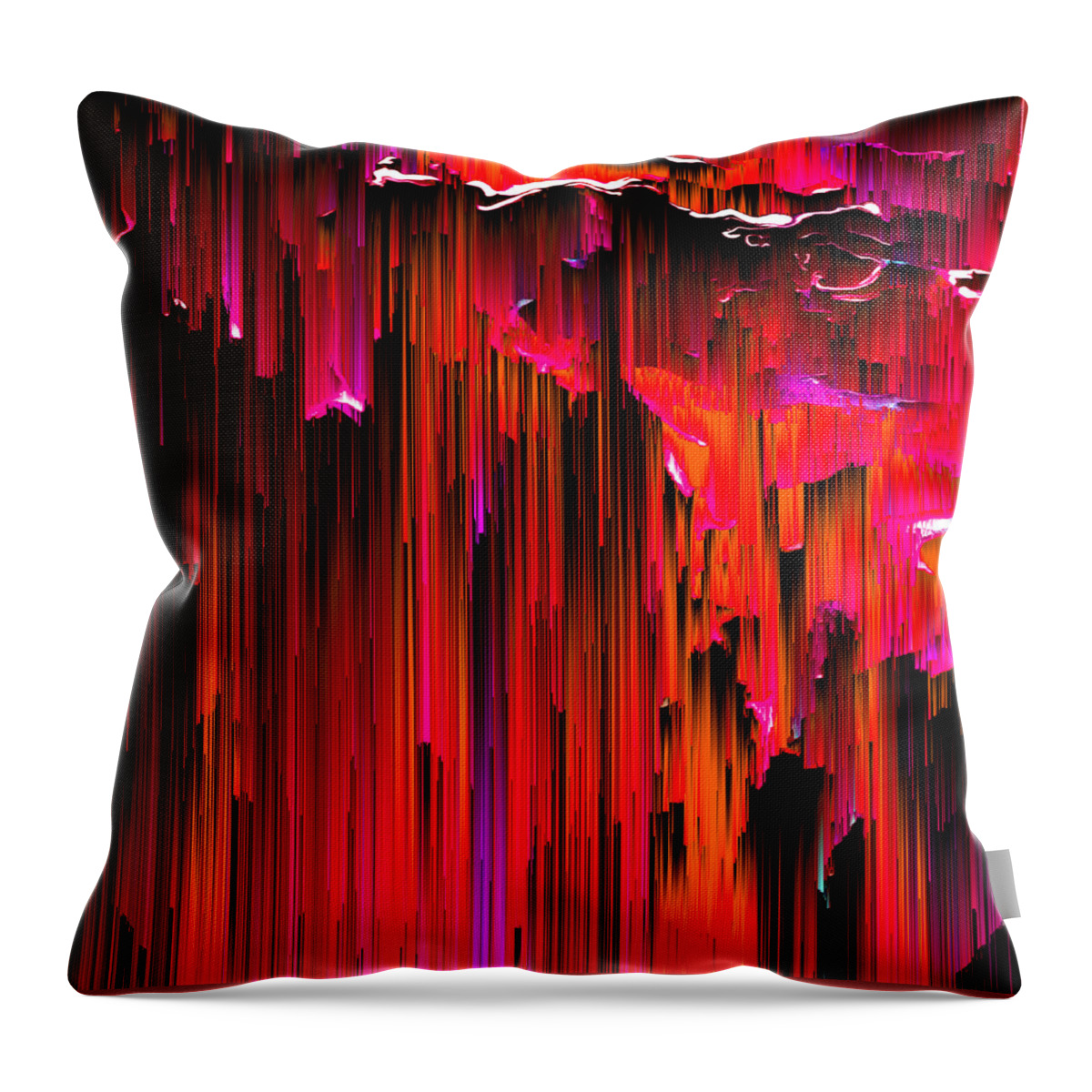Glitch Throw Pillow featuring the digital art En Rouge - Pixel Art by Jennifer Walsh