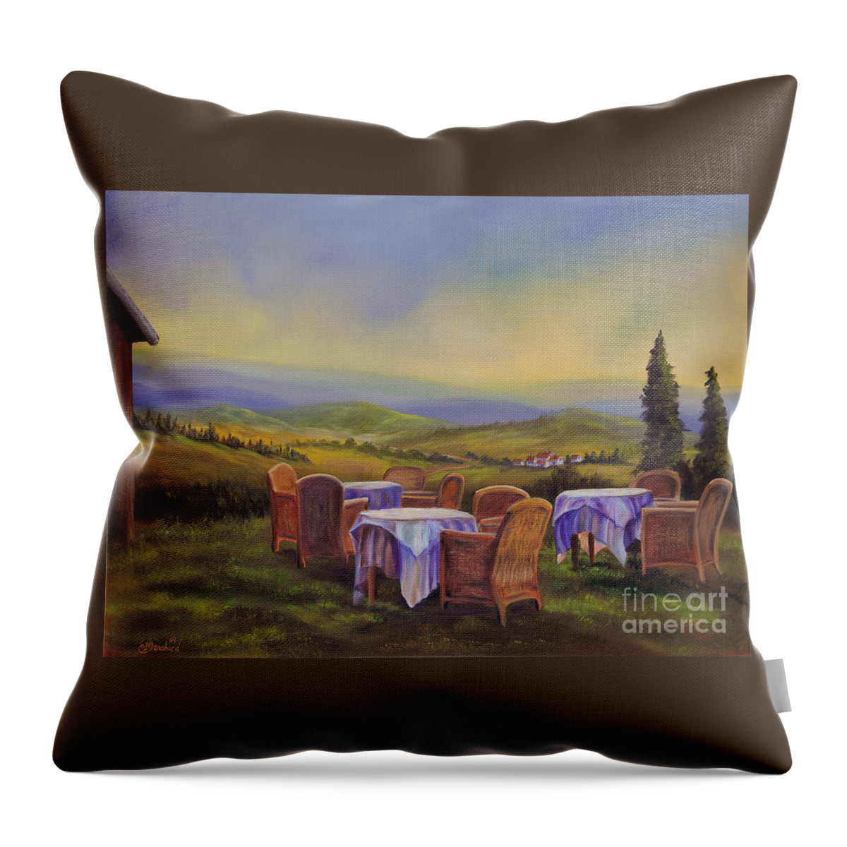 Tuscany Painting Throw Pillow featuring the painting End of a Tuscan Day by Charlotte Blanchard