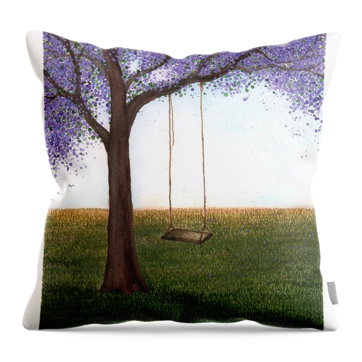 Jacaranda Throw Pillow featuring the painting End of Vacation by Hilda Wagner