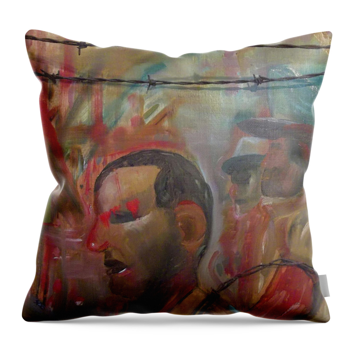 War Throw Pillow featuring the painting Endless Conflict by Susan Esbensen