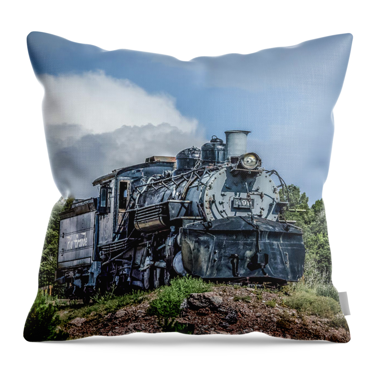 Train Engine Throw Pillow featuring the photograph Engine 51 by Jaime Mercado