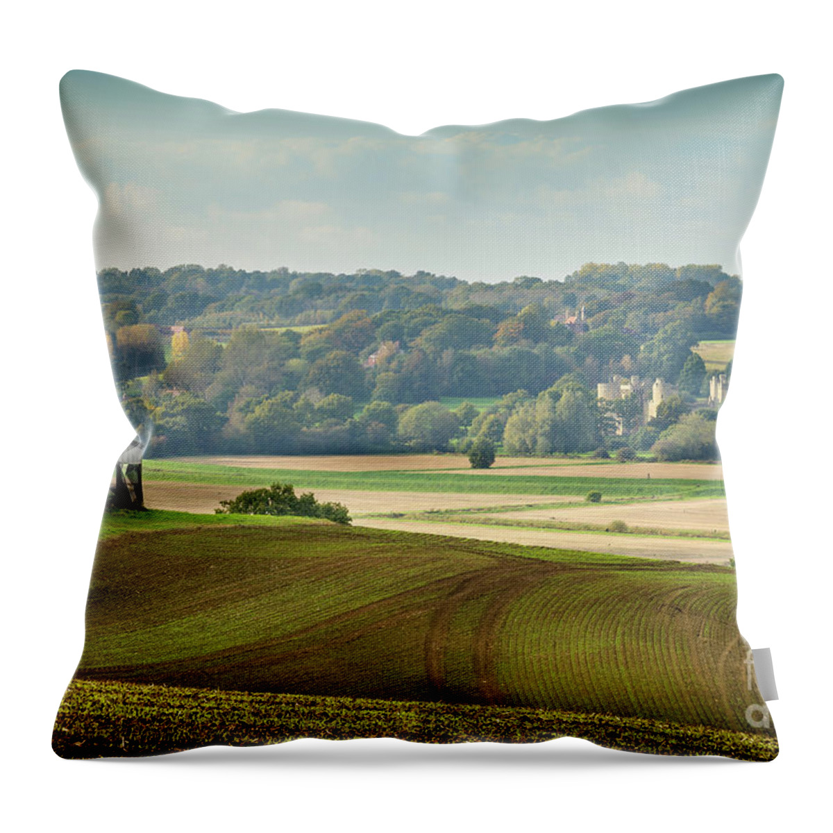 English Throw Pillow featuring the photograph English Landscape, Bodiam Castle by Perry Rodriguez