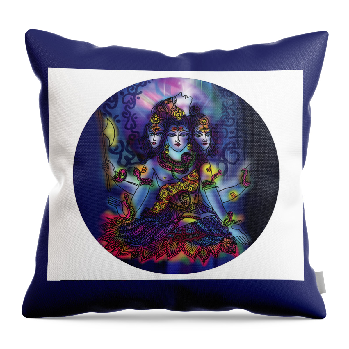 Shiva Throw Pillow featuring the painting Enlightened Shiva by Guruji Aruneshvar Paris Art Curator Katrin Suter