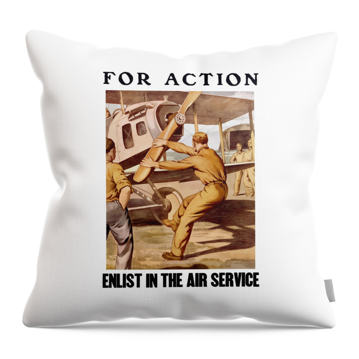 Air Force Throw Pillow featuring the painting Enlist In The Air Service by War Is Hell Store