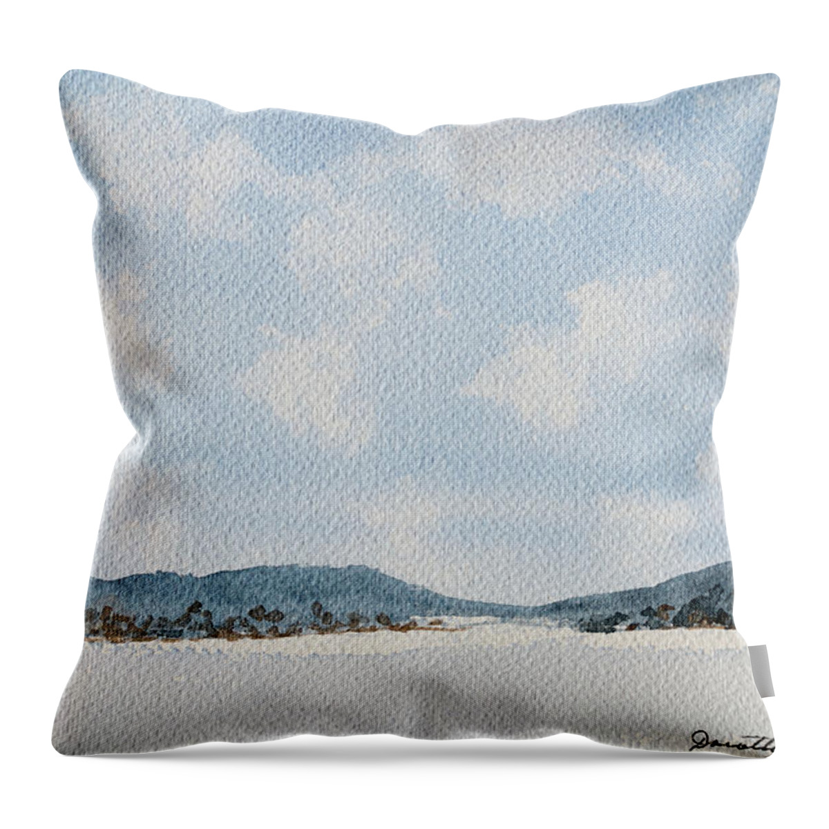 Bathurst Harbour Throw Pillow featuring the painting Entrance to Moulters Lagoon from Bathurst Harbour by Dorothy Darden