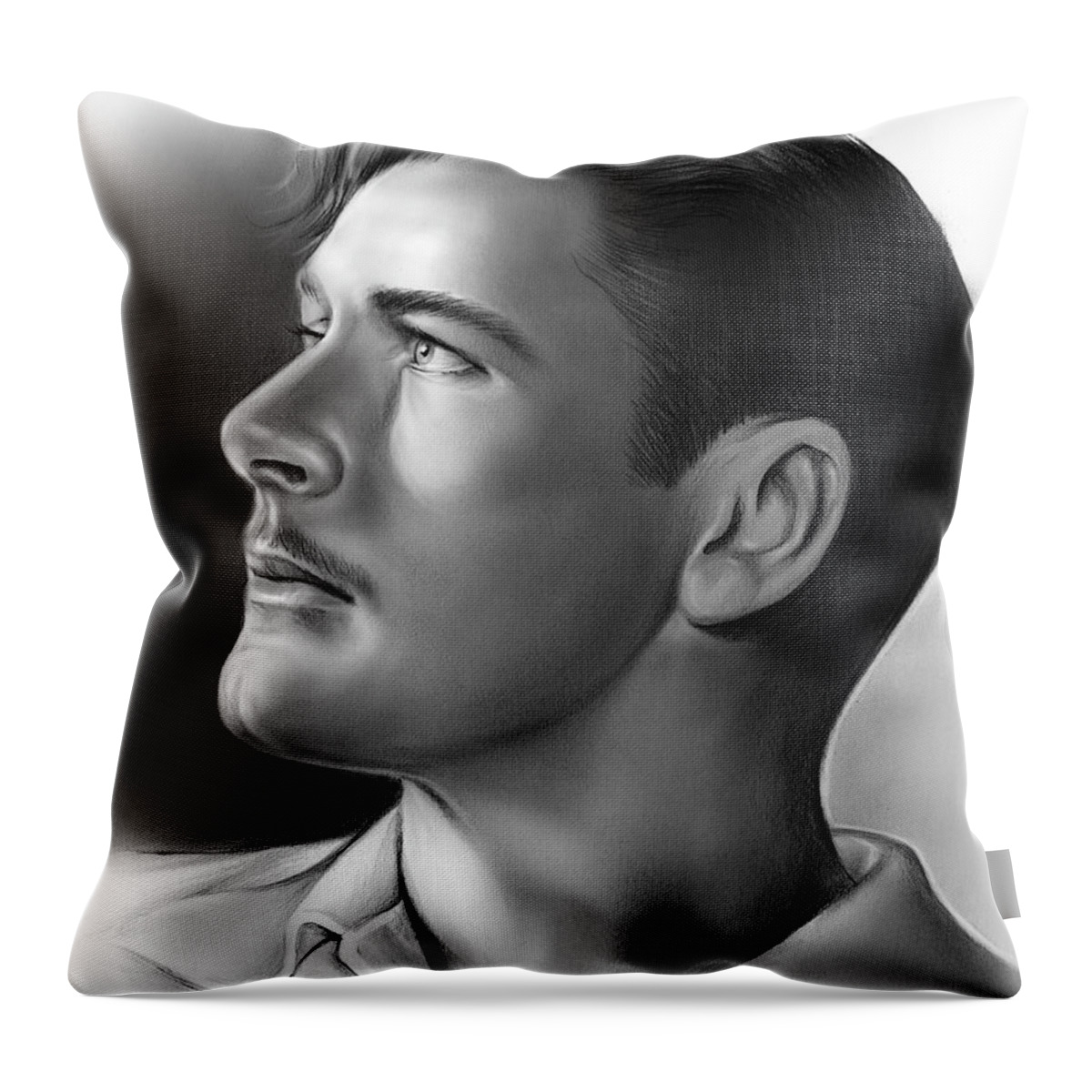 Errol Flynn Throw Pillow featuring the drawing Errol Flynn by Greg Joens