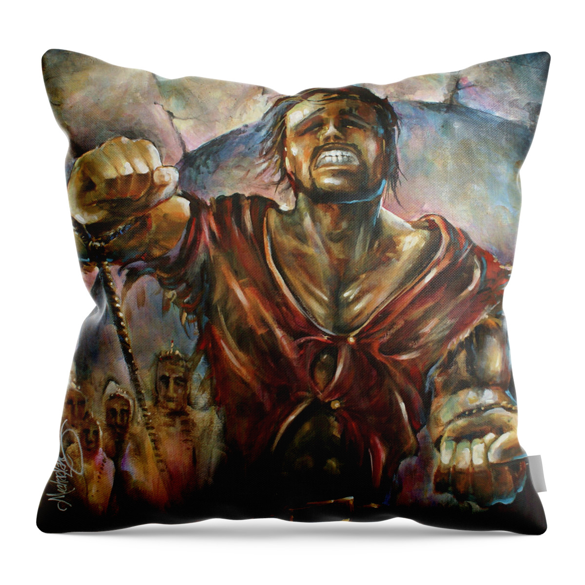 Fantasy Throw Pillow featuring the painting Escape by Michael Lang