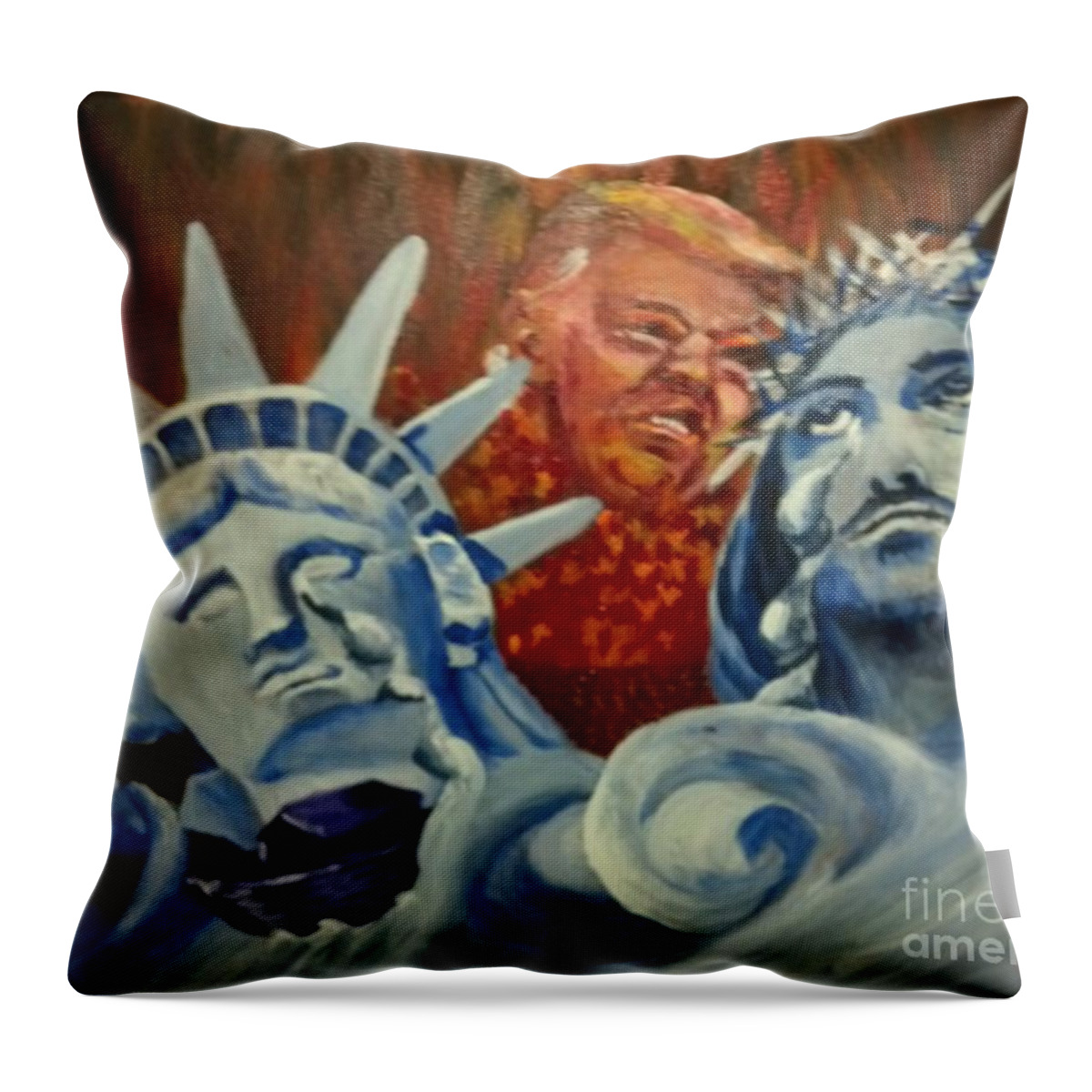 Politics Throw Pillow featuring the painting Escape on Tears of Love and Liberty by Saundra Johnson