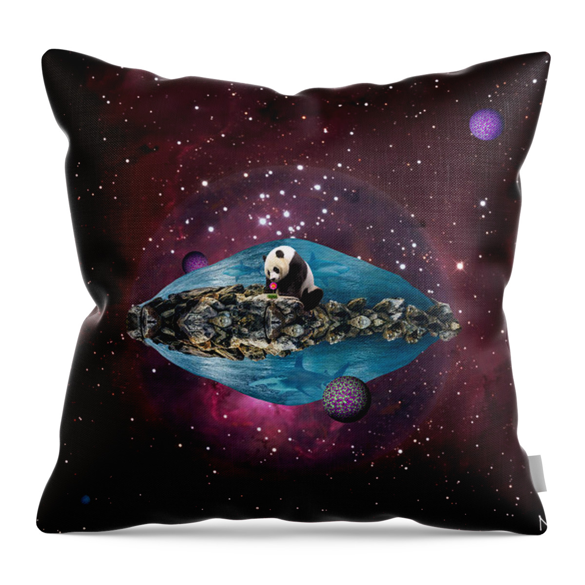 Space Throw Pillow featuring the mixed media Eternal Optimist by Mindy Huntress