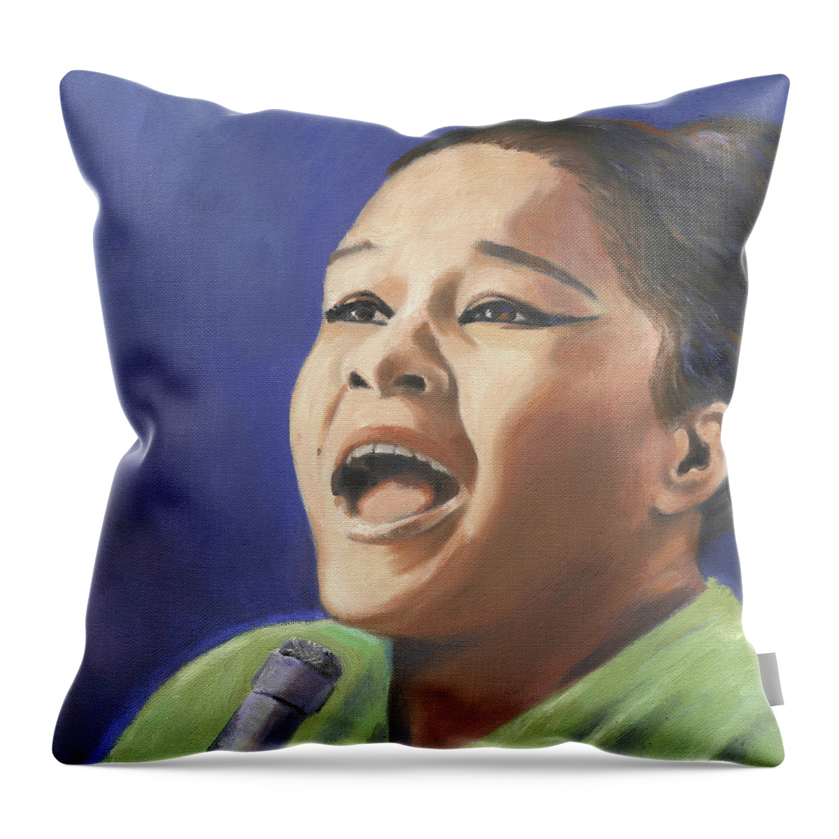 Singer Throw Pillow featuring the painting Etta James by Linda Ruiz-Lozito