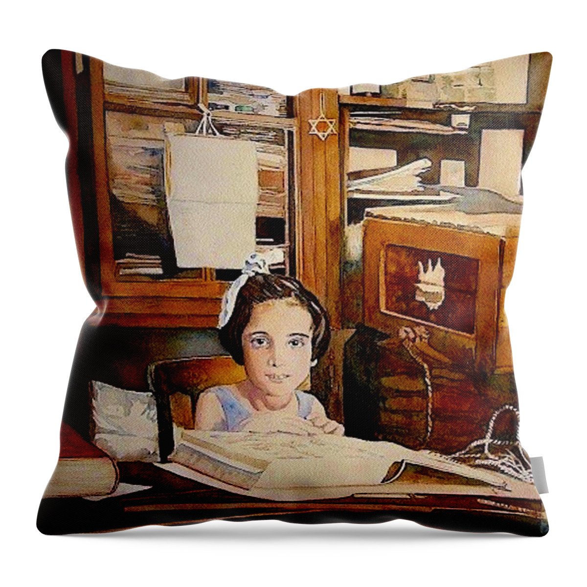 Fillette Throw Pillow featuring the painting Etudes by Francoise Chauray