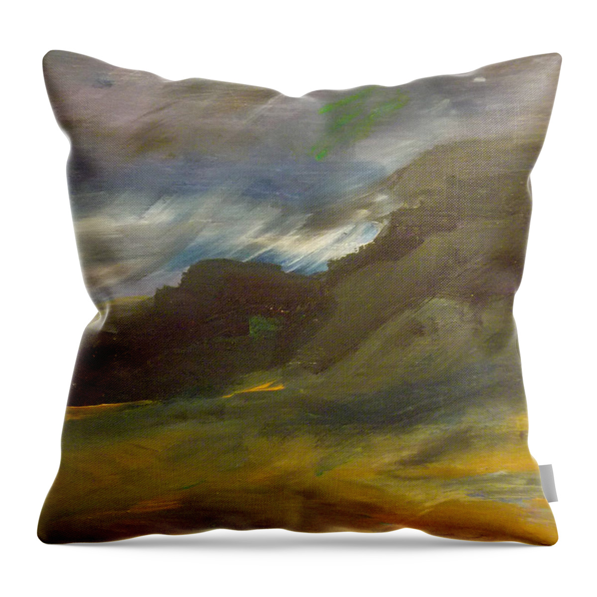 Storm Clouds Throw Pillow featuring the painting Arashi by Susan Esbensen