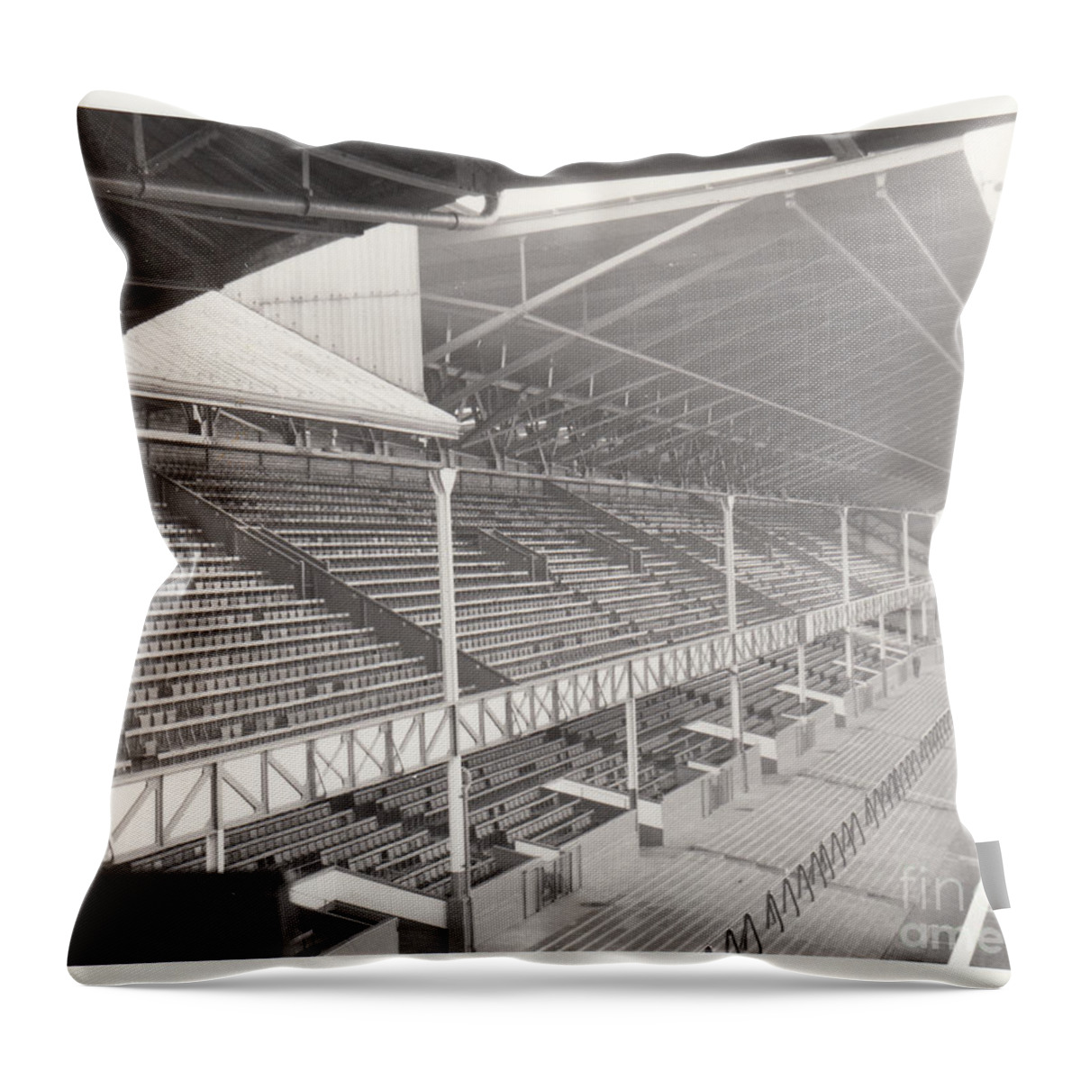 Everton Throw Pillow featuring the photograph Everton - Goodison Park - East Stand Bullens Road 1 - Leitch - August 1969 by Legendary Football Grounds