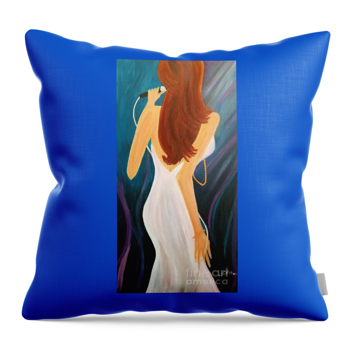 Sing Throw Pillow featuring the painting Everybody's Got A Song To Sing by Artist Linda Marie