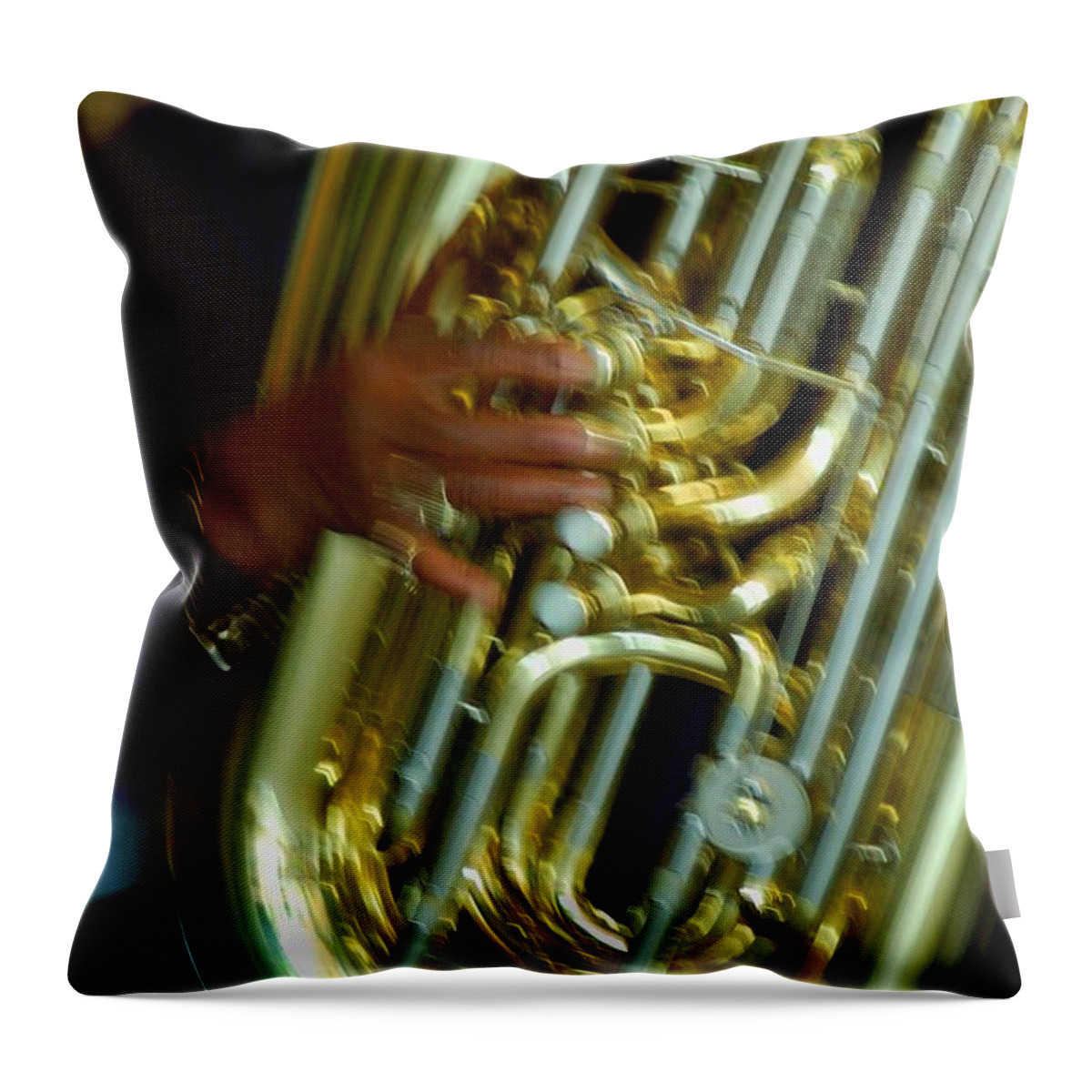Excelsior Band Throw Pillow featuring the digital art Excelsior Band Tuba by Michael Thomas