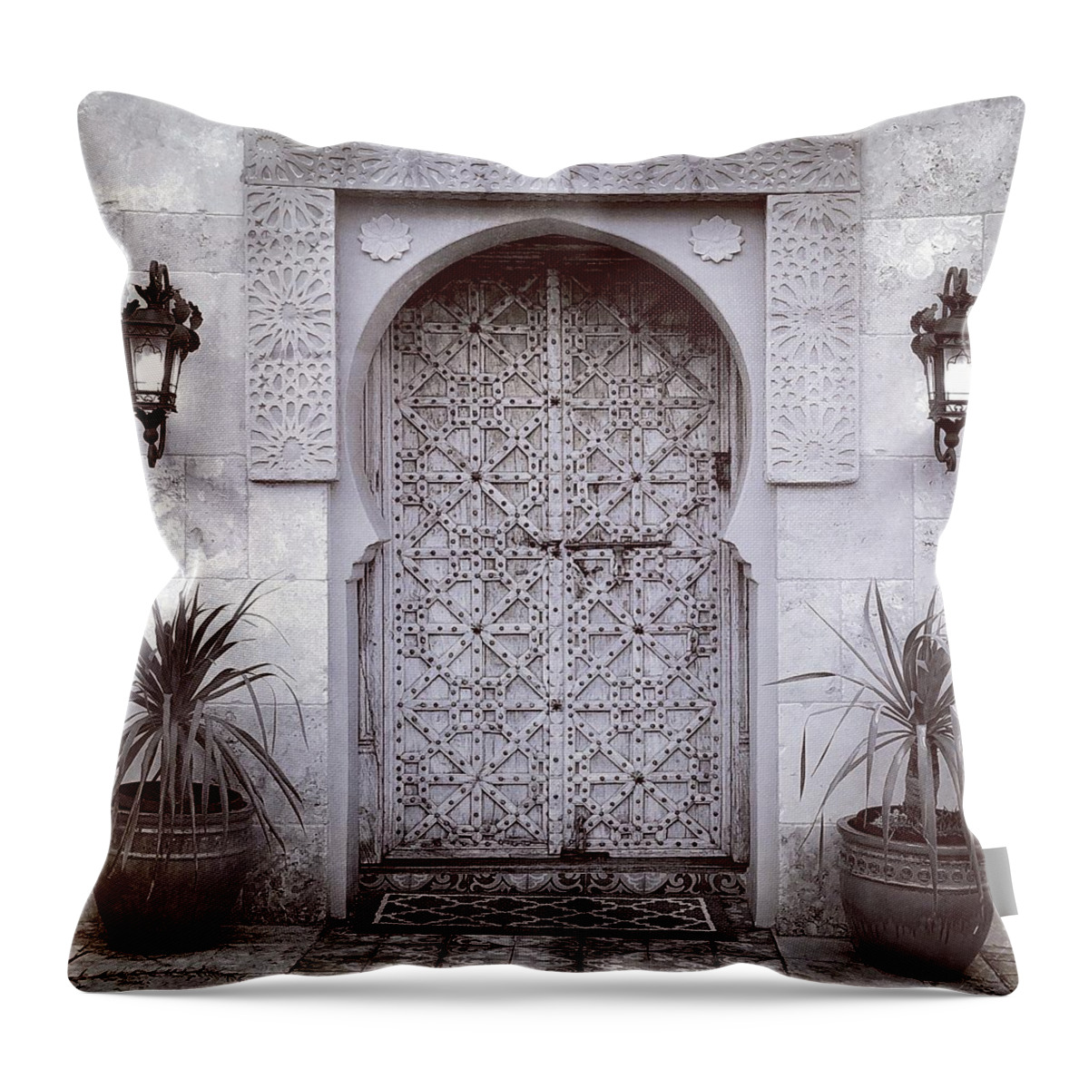 India Throw Pillow featuring the digital art Exotic Door by Kevyn Bashore