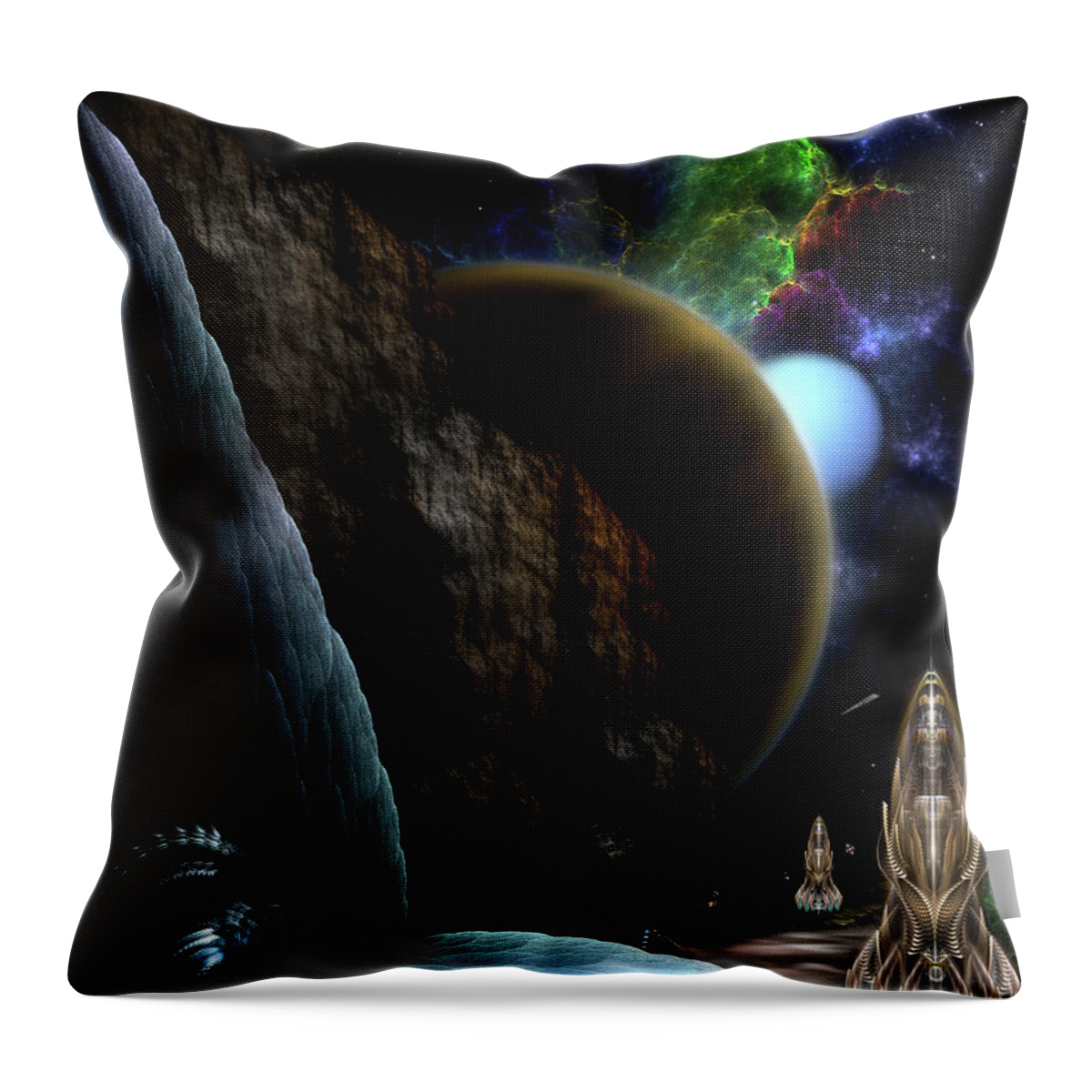 Exploration Of Space Throw Pillow featuring the digital art Exploration Of Space by Rolando Burbon