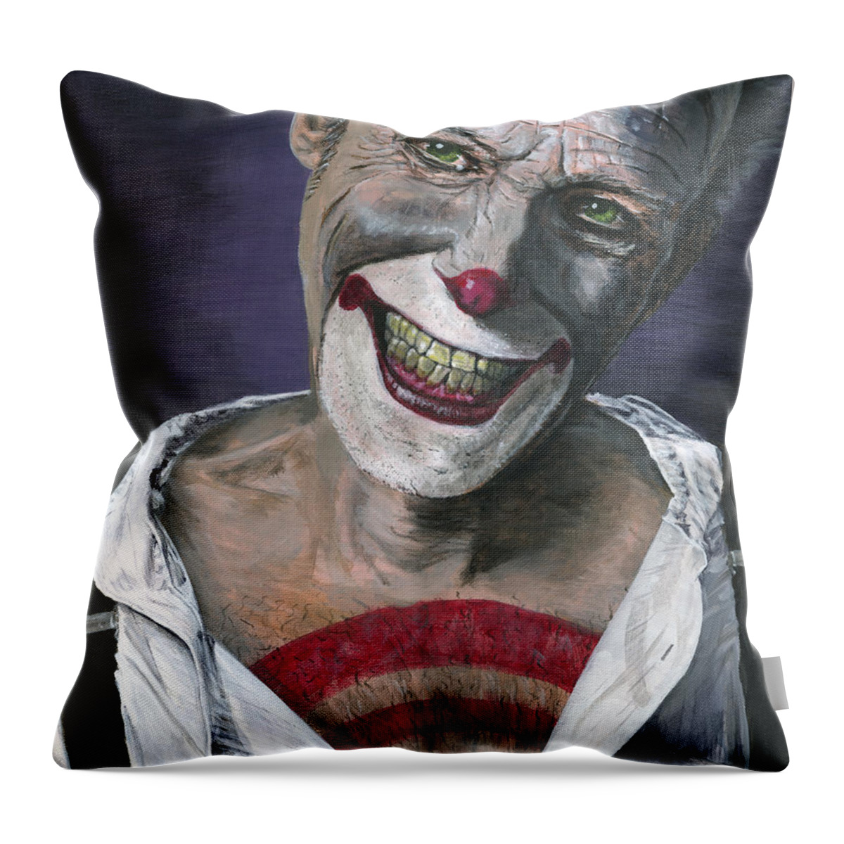 Clown Throw Pillow featuring the painting Exposed by Matthew Mezo