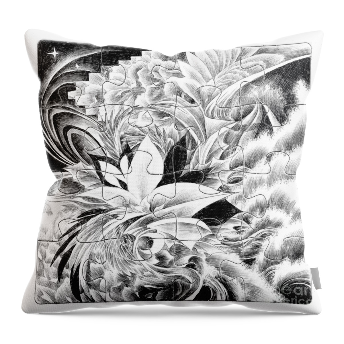 Abstract Throw Pillow featuring the drawing Expression - Heart by Alice Chen