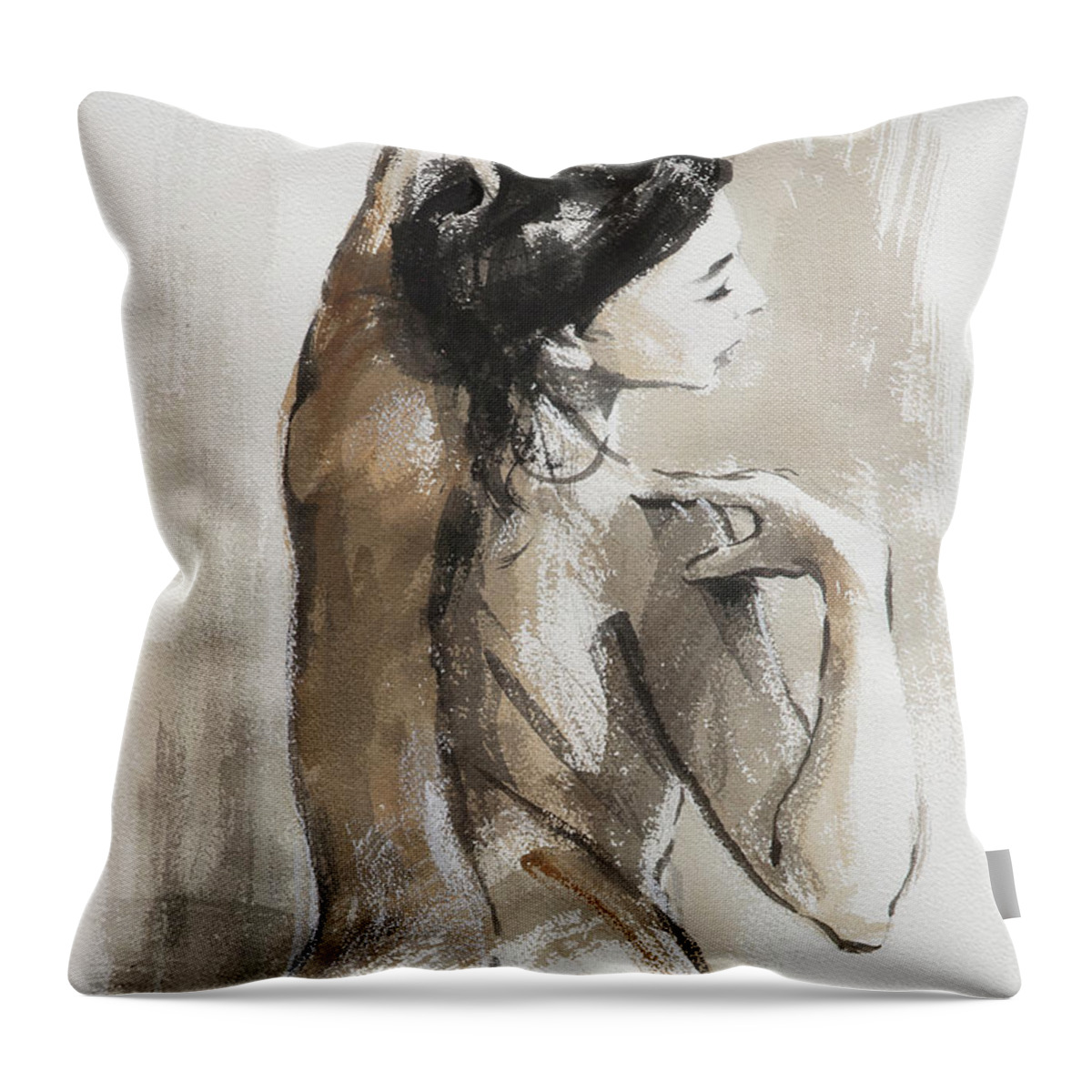 Woman Throw Pillow featuring the painting Expression by Steve Henderson