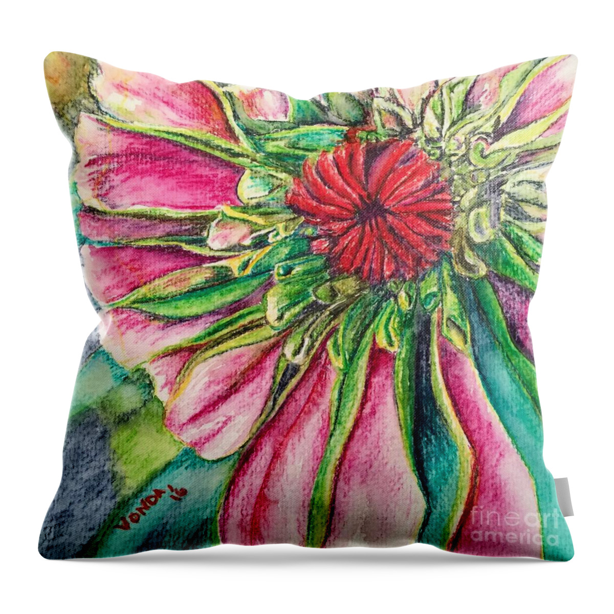 Macro Throw Pillow featuring the drawing Eye of Zen by Vonda Lawson-Rosa