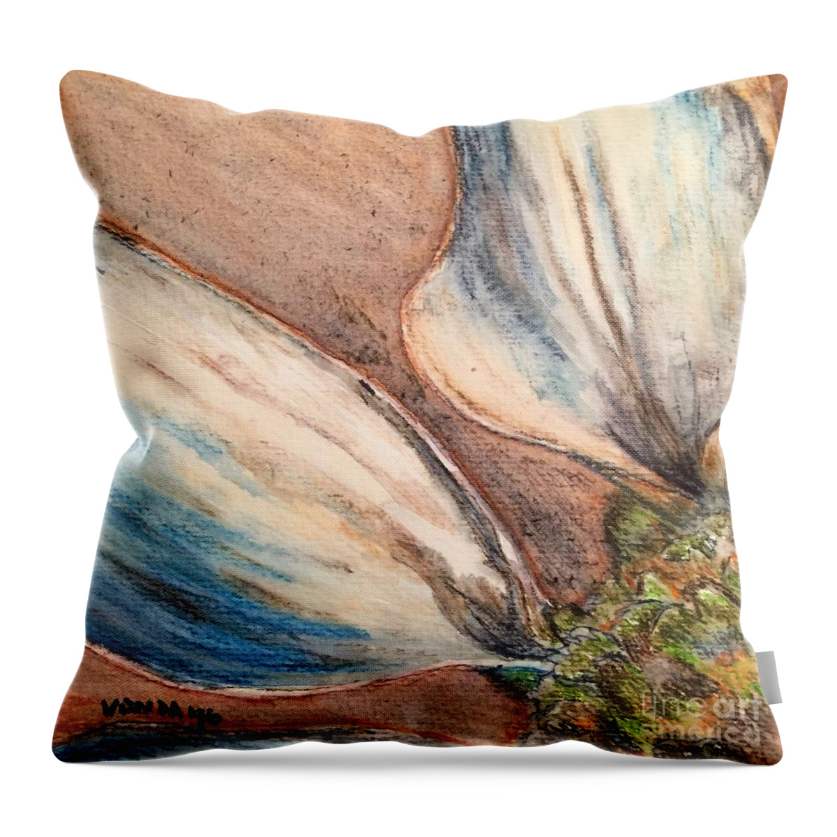 Macro Throw Pillow featuring the drawing Faded Glory by Vonda Lawson-Rosa