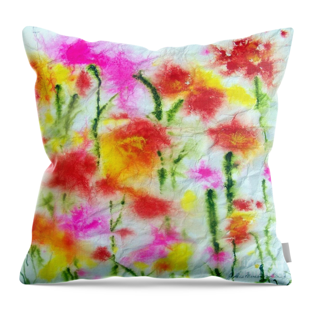 Flowers Throw Pillow featuring the painting Fading Flowers by Jackie Mueller-Jones