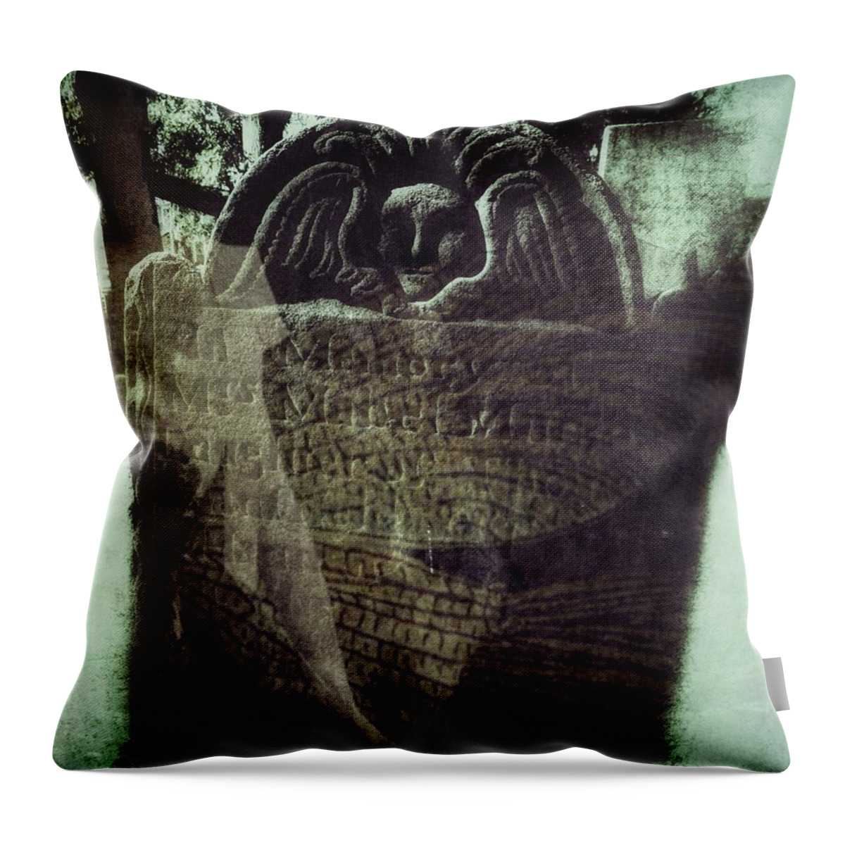 Old New England Cemetery Throw Pillow featuring the digital art Fairies by Delight Worthyn