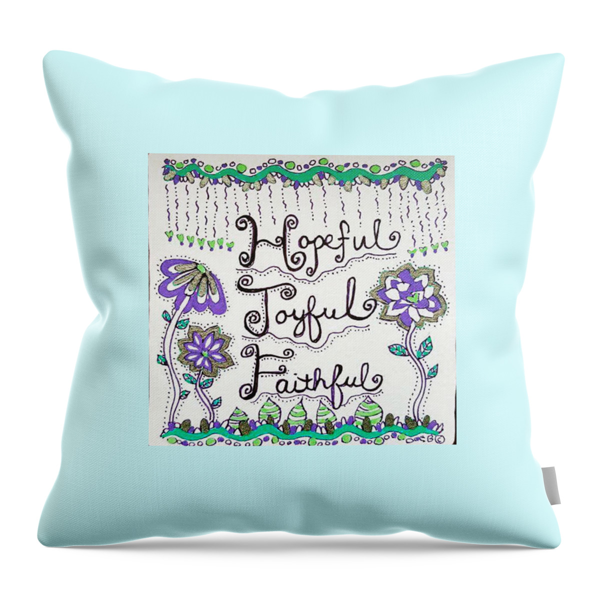 Zentangle Throw Pillow featuring the drawing Faithful by Carole Brecht