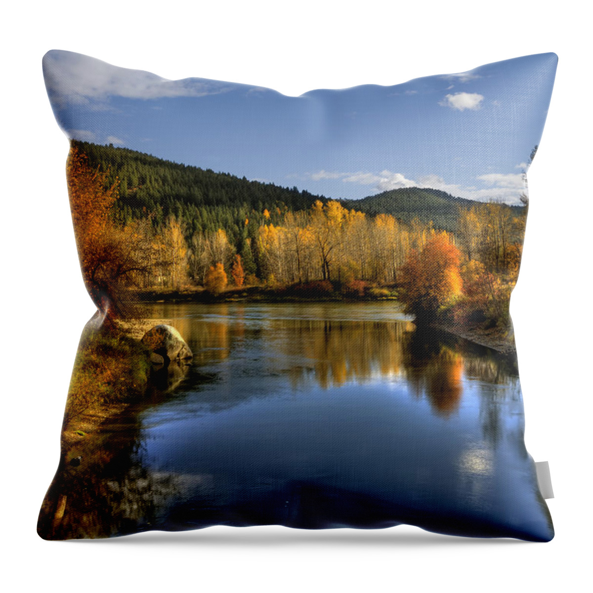 Hdr Throw Pillow featuring the photograph Fall at Blackbird Island by Brad Granger
