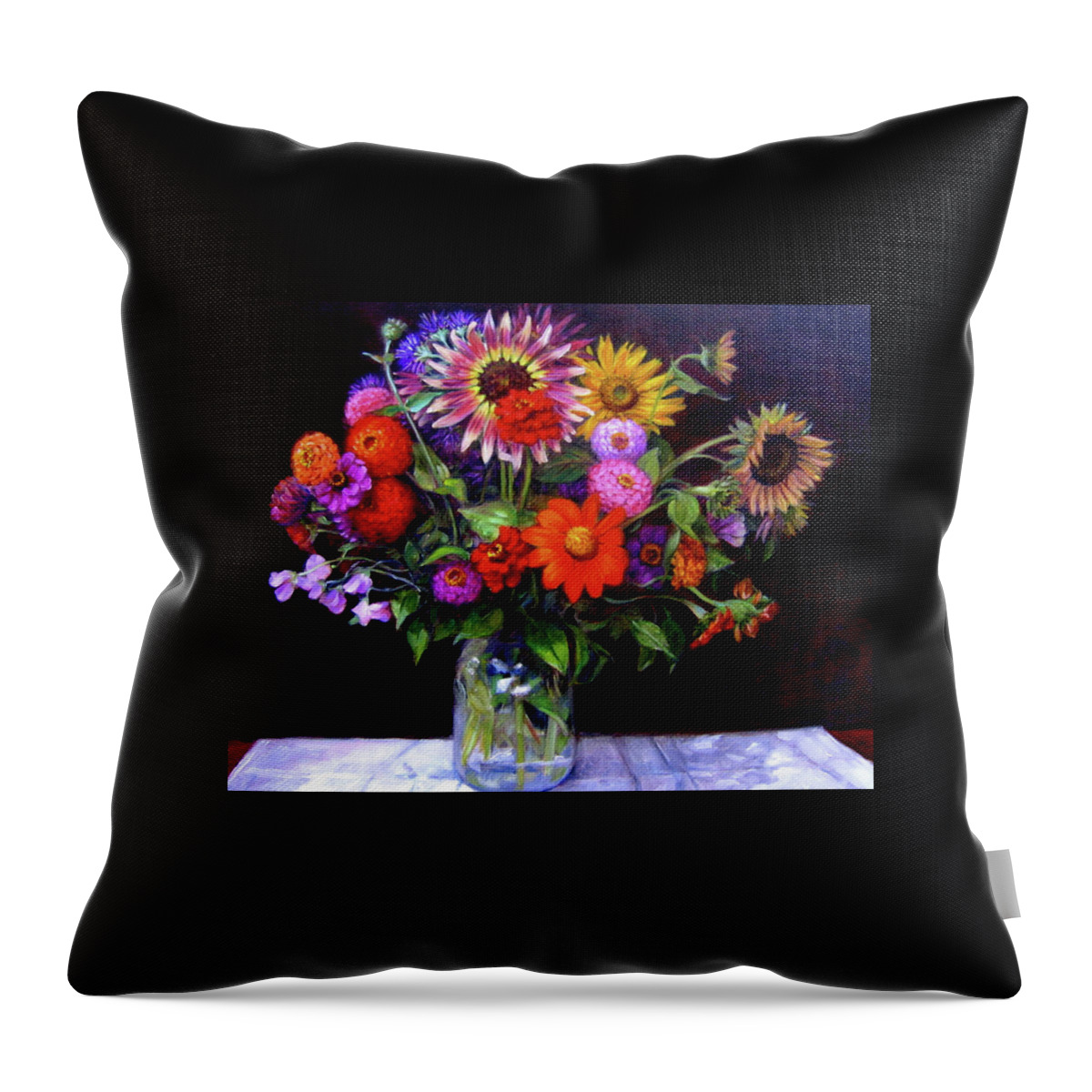 Floral Bouquet Throw Pillow featuring the painting Fall Bouquet by Marie Witte