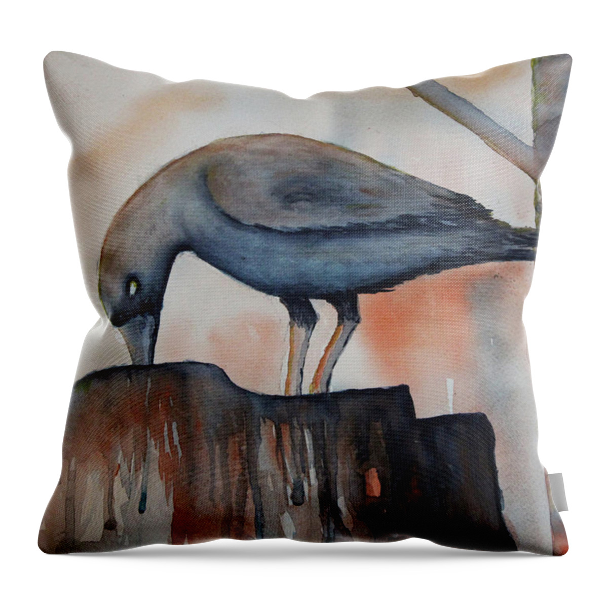Paintings Throw Pillow featuring the painting Fall Feeding by April Burton