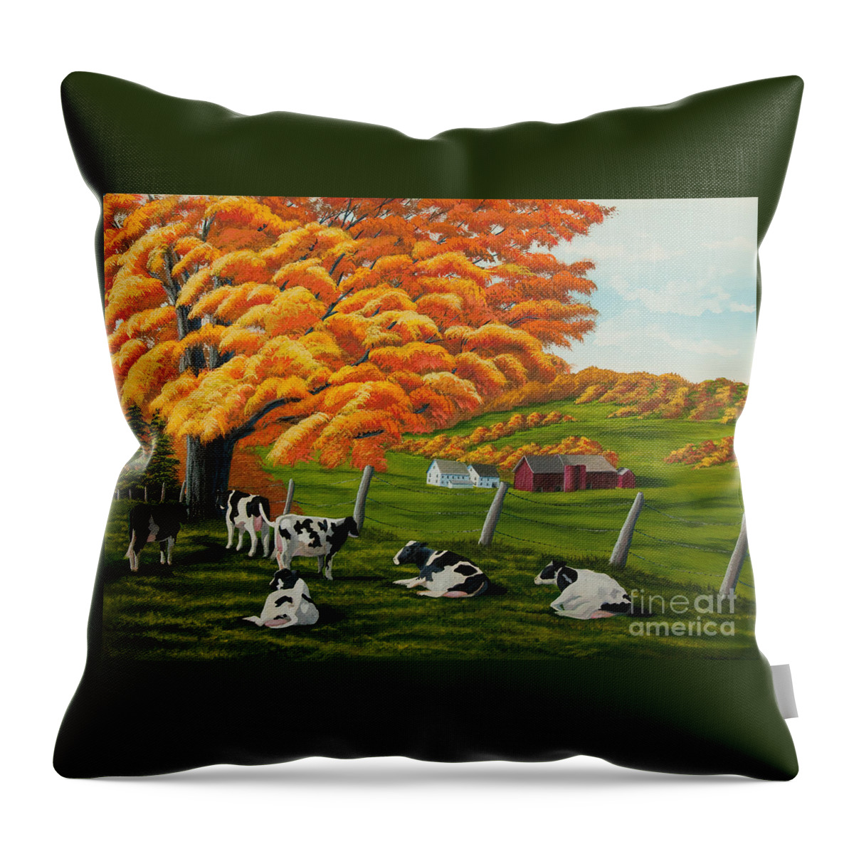 Fall Paintings Throw Pillow featuring the painting Fall on the Farm by Charlotte Blanchard