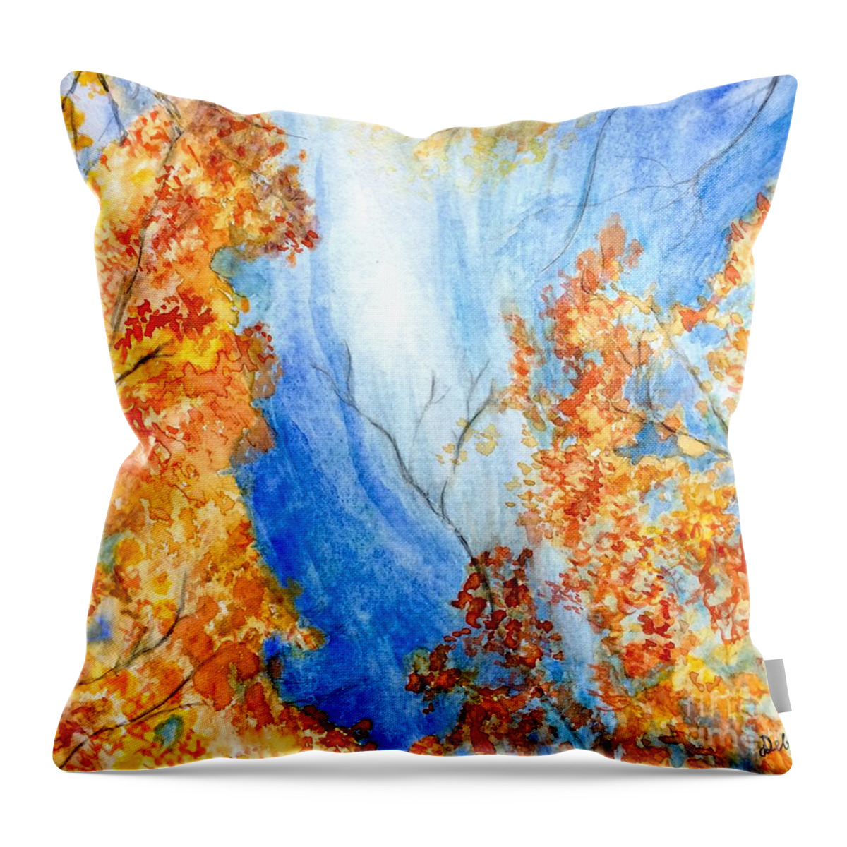 Watercolor Throw Pillow featuring the painting Fall Splendor by Deb Stroh-Larson