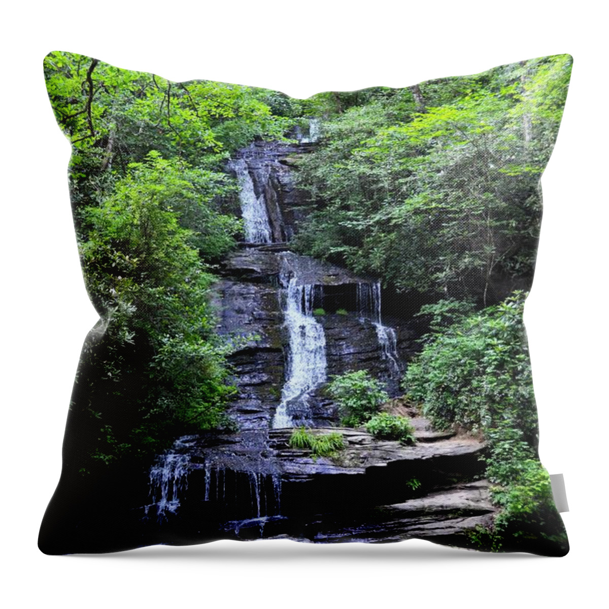  Throw Pillow featuring the photograph Falls near Bryson City by Chuck Brown