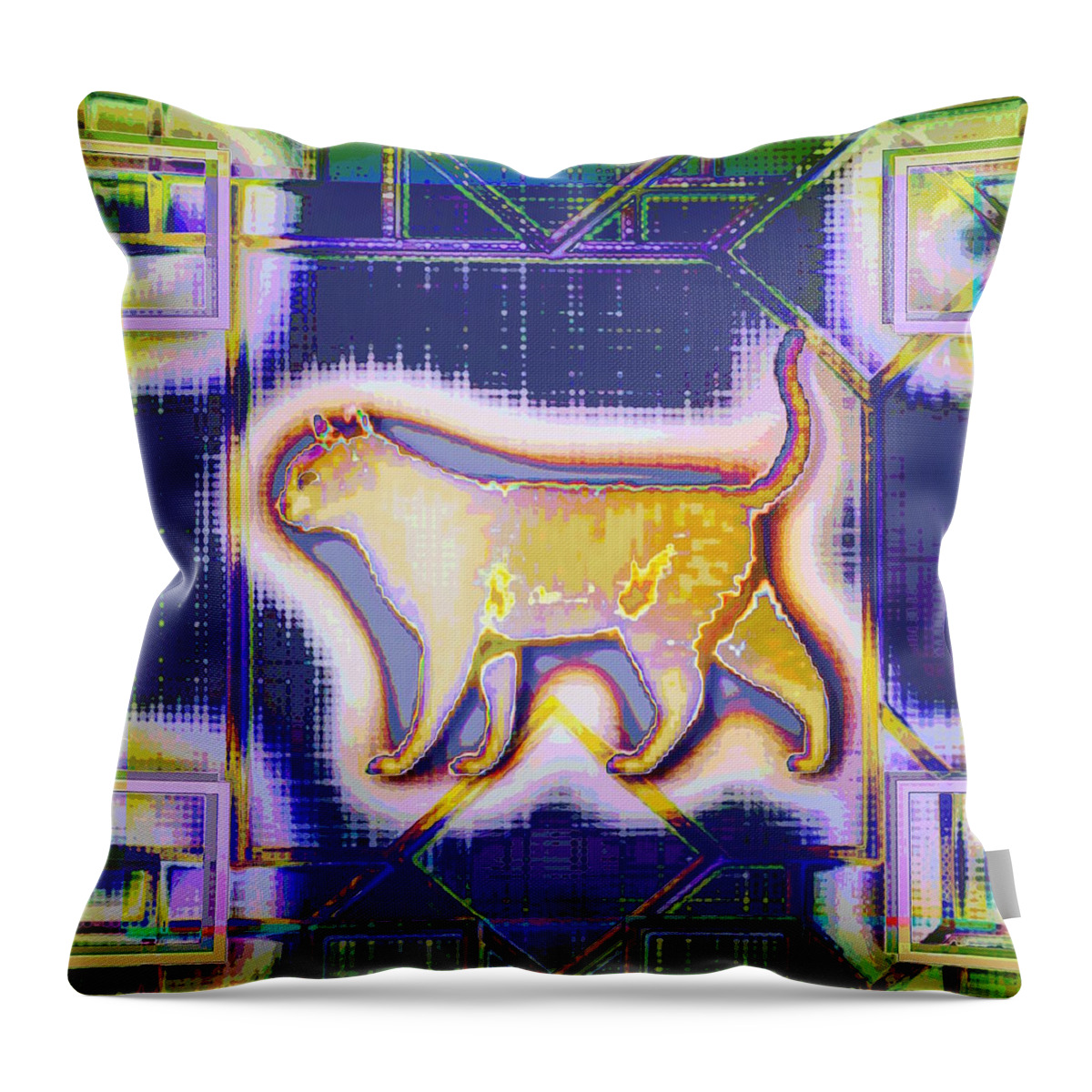 Cat Throw Pillow featuring the digital art Fantasy cat by Marko Sabotin