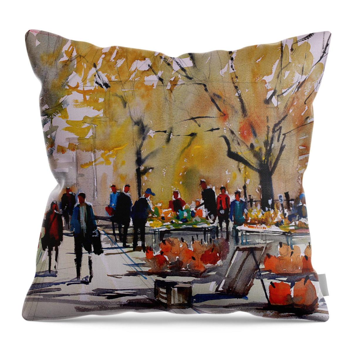 Ryan Radke Throw Pillow featuring the painting Farm Market - Menasha by Ryan Radke