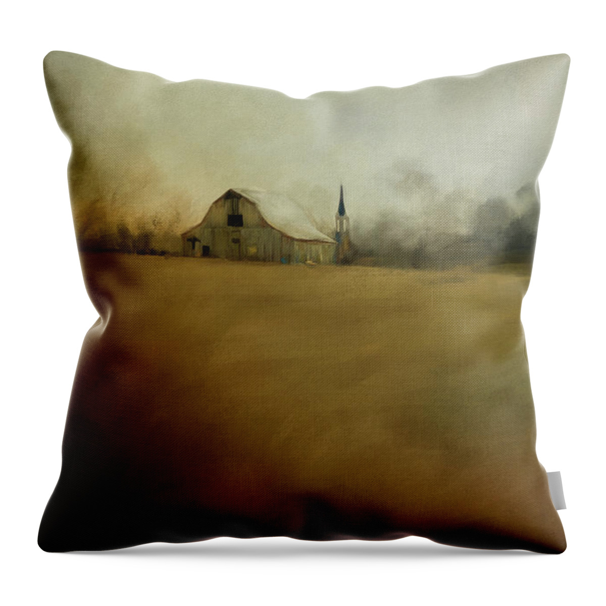 Jai Johnson Throw Pillow featuring the painting Farm Memories by Jai Johnson